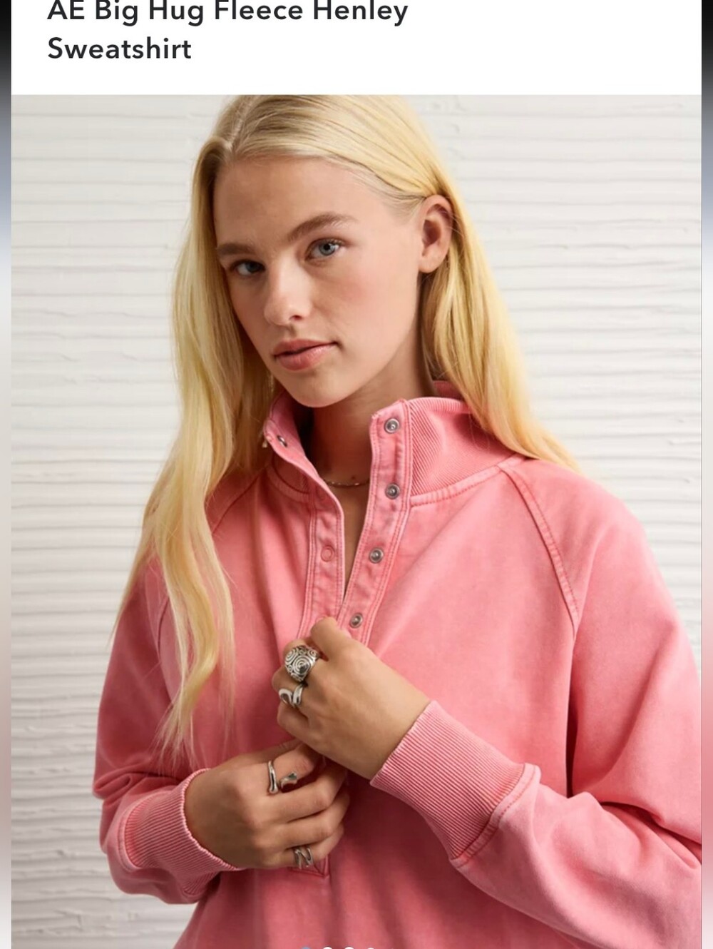 American Eagle Outfitters Women's Big Hug Fleece Henley Sweatshirt